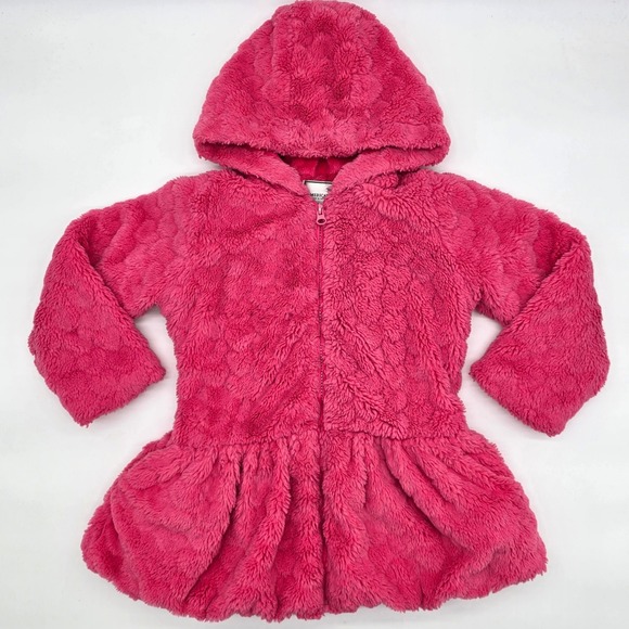 American Widgeon Other - American Widgeon Kids Girls Pink Faux Fur Peplum Hooded Jacket Coat Size 6